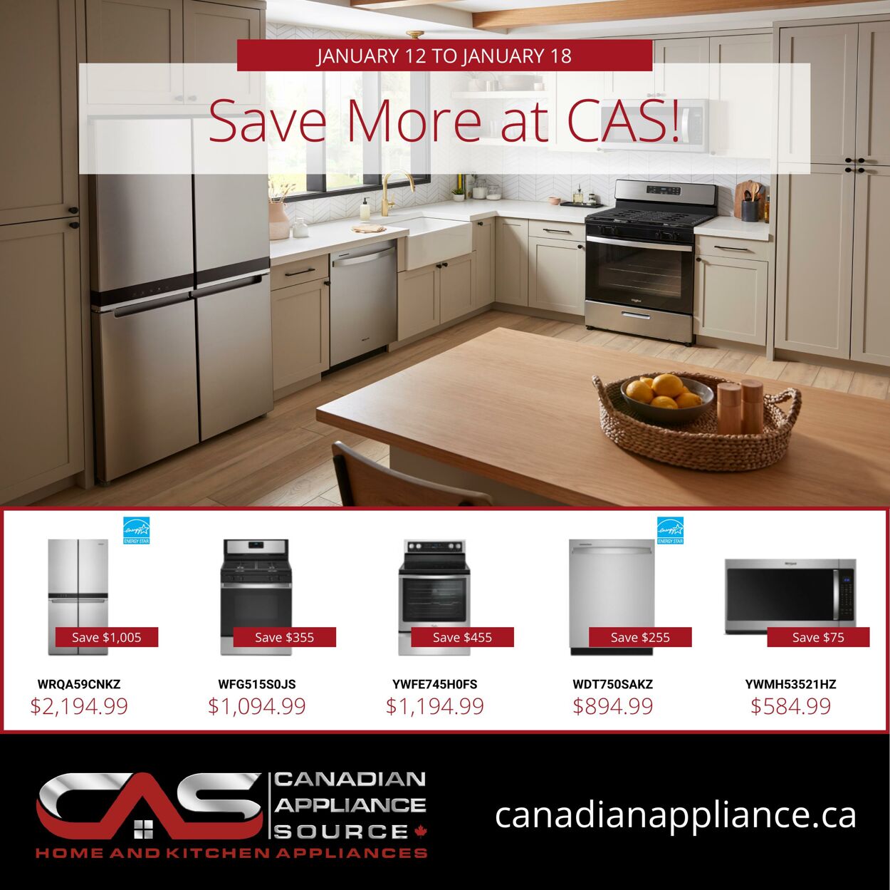 Circulaire Canadian Appliance Source 12.01.2023 - 18.01.2023
