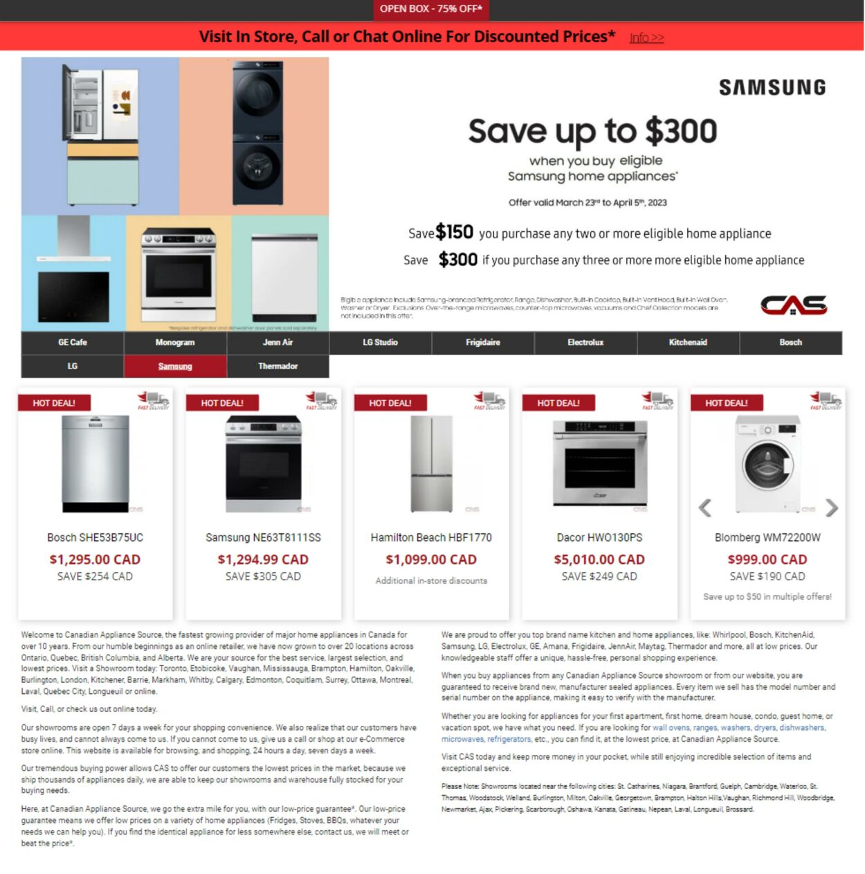 Circulaire Canadian Appliance Source 30.03.2023 - 05.04.2023
