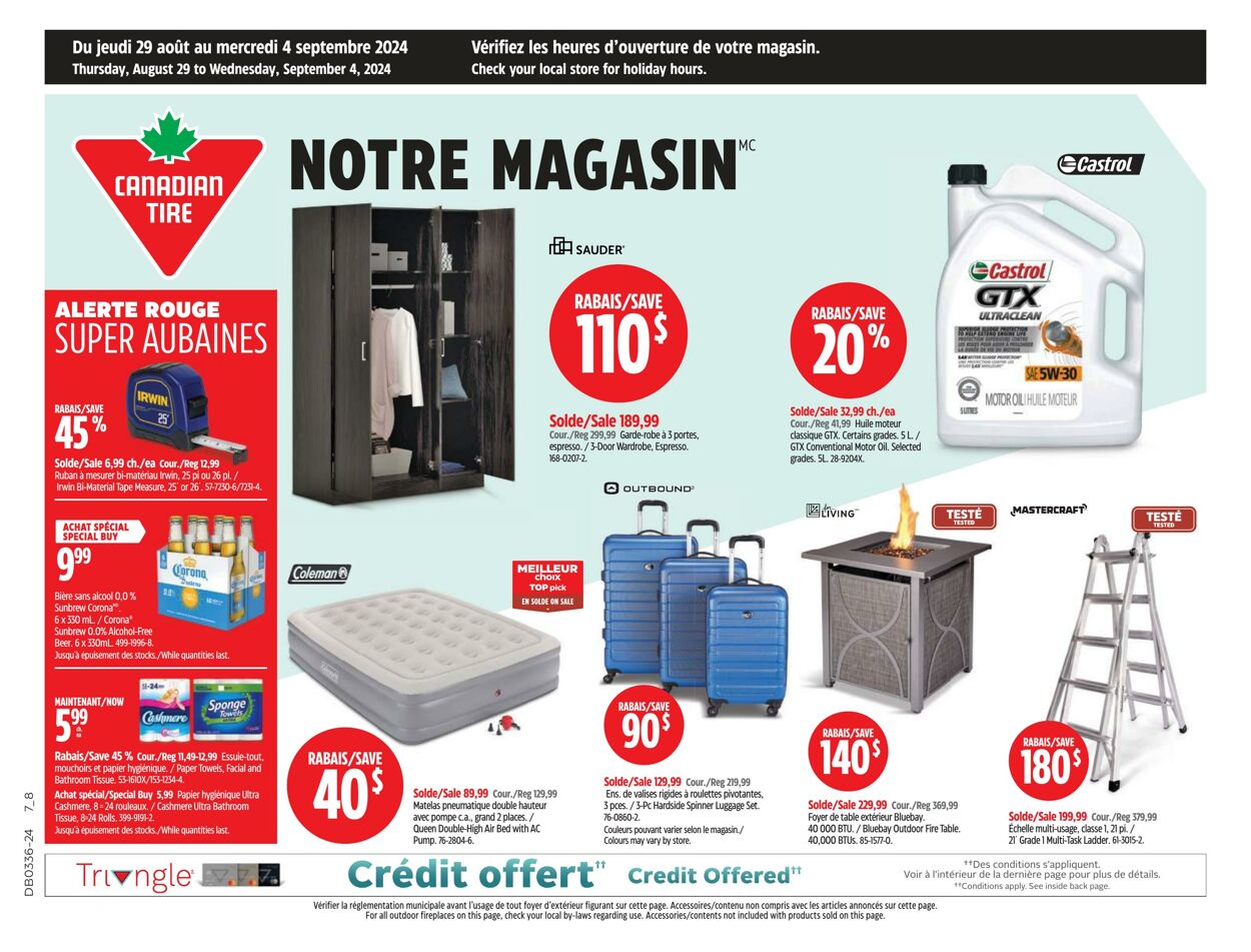 Circulaire Canadian Tire 29.08.2024 - 04.09.2024