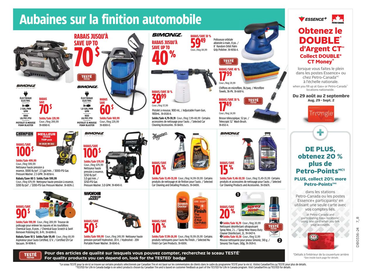 Circulaire Canadian Tire 29.08.2024 - 04.09.2024