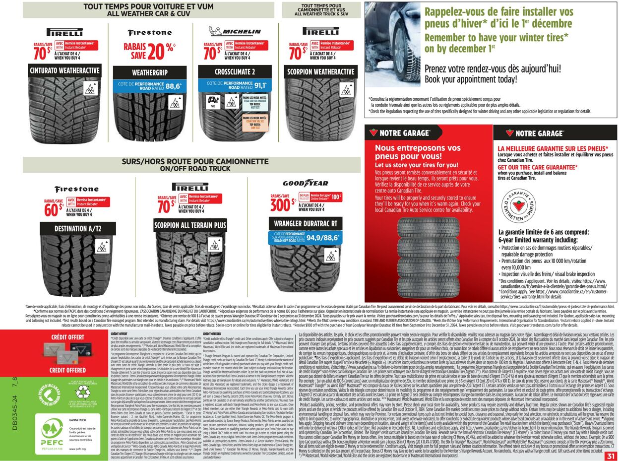 Circulaire Canadian Tire 31.10.2024 - 06.11.2024