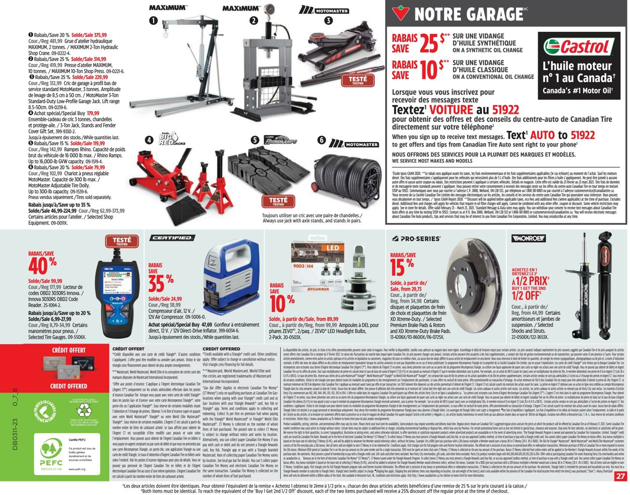 Circulaire Canadian Tire 09.03.2023 - 15.03.2023