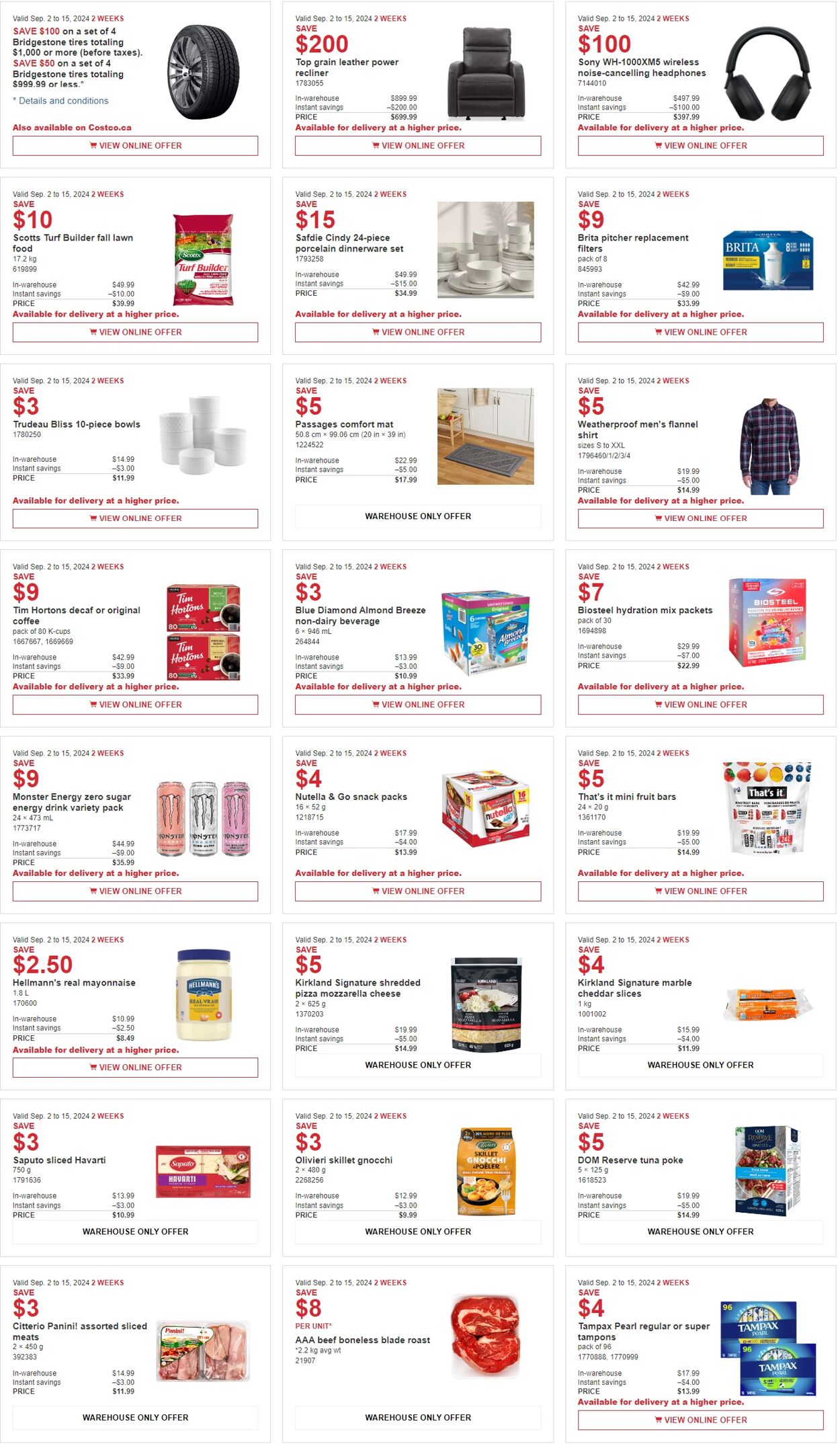 Circulaire Costco - Costco (Atlantic, ON, Western Canada) Weekly Savings September 2 to 15 2 sept. 2024 - 15 sept. 2024