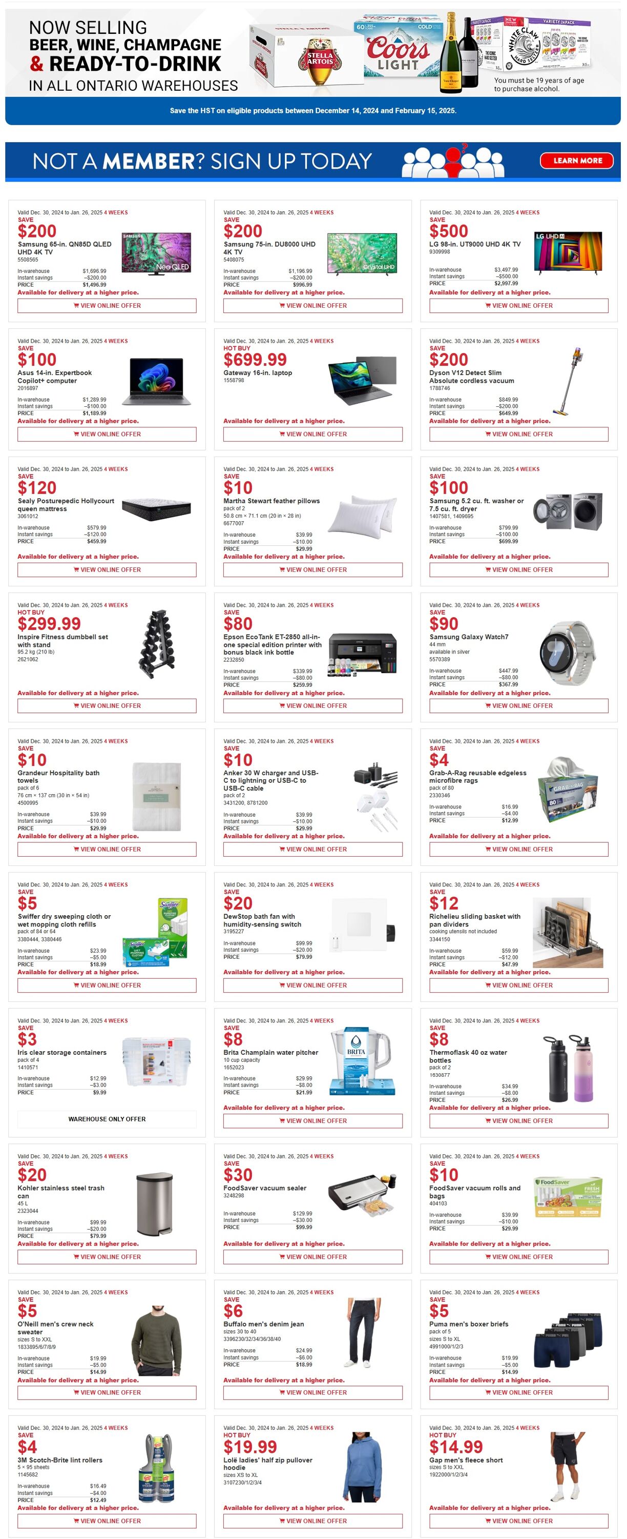 Circulaire Costco - Costco Canada Coupons/Flyers Deals, December 30 - January 26 30 déc. 2024 - 26 janv. 2025