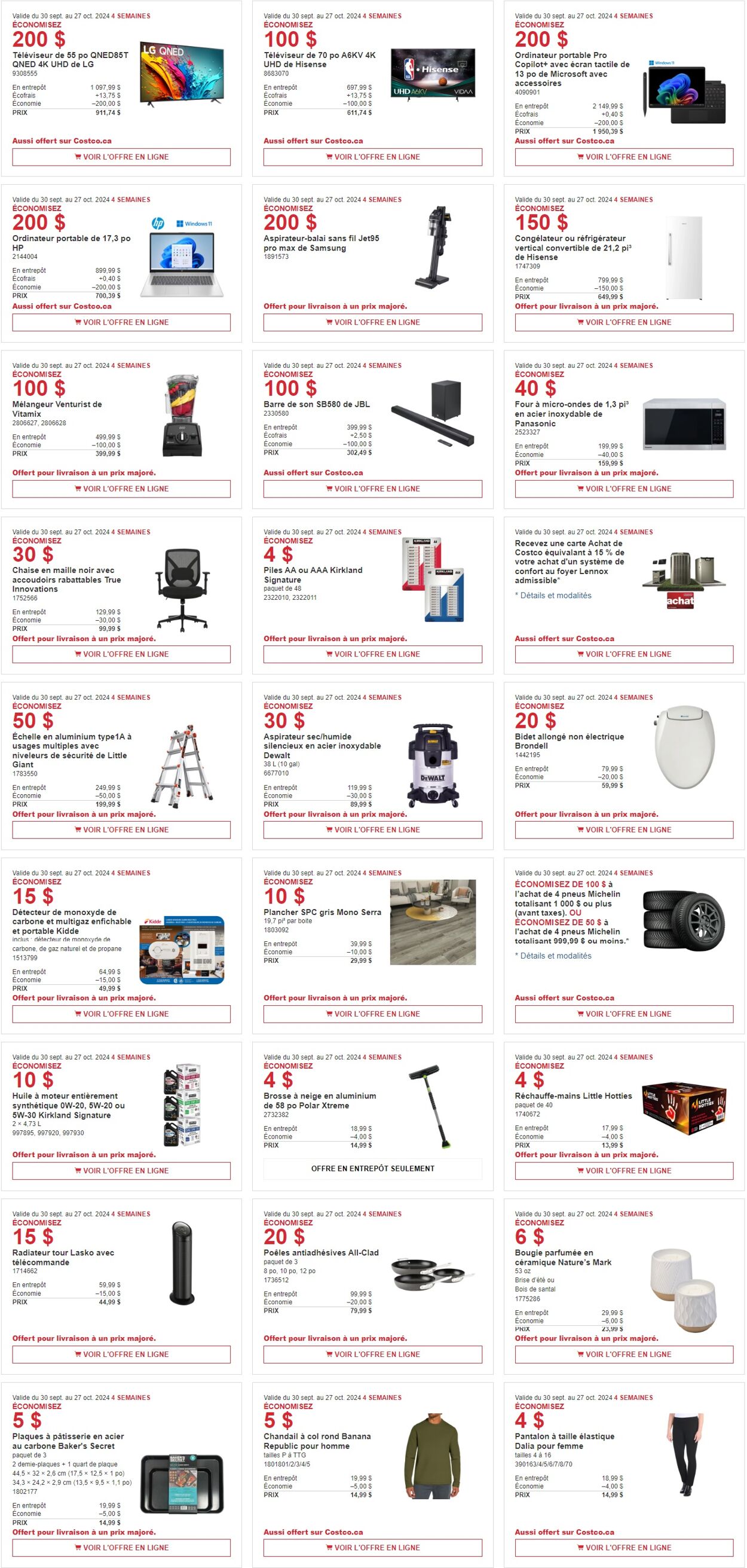 Circulaire Costco - Costco (QC) Weekly Savings September 30 to October 27 30 sept. 2024 - 27 oct. 2024