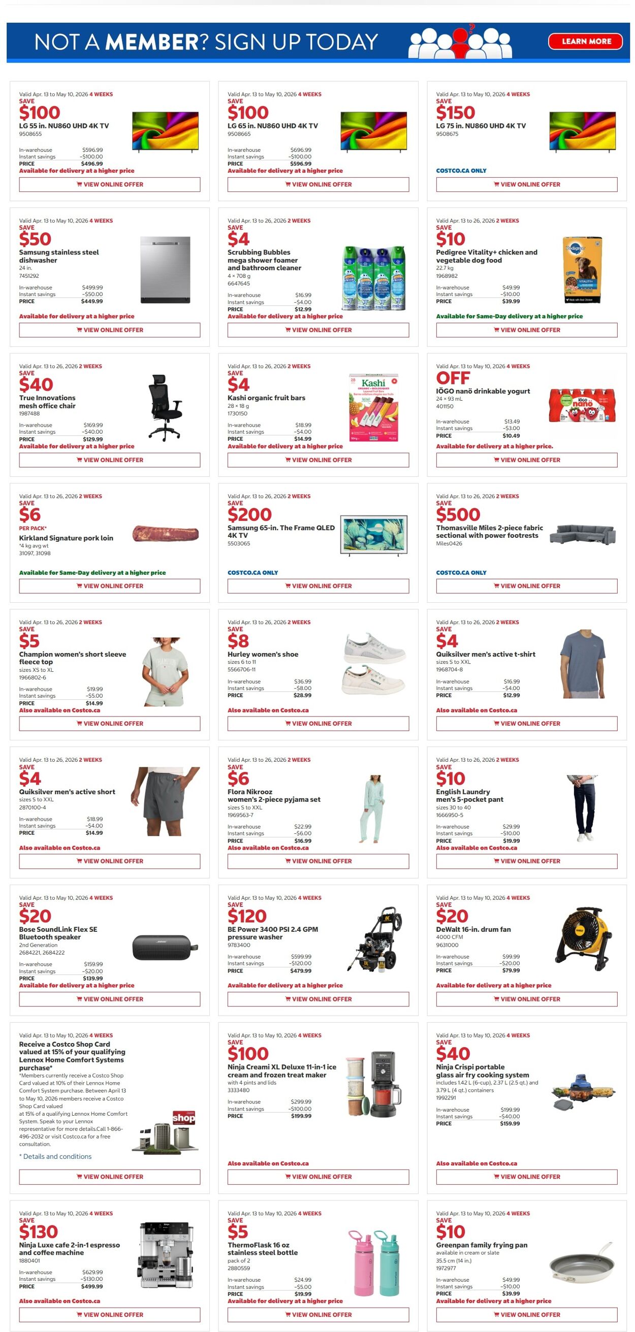 Circulaire Costco 13.04.2026 - 26.04.2026