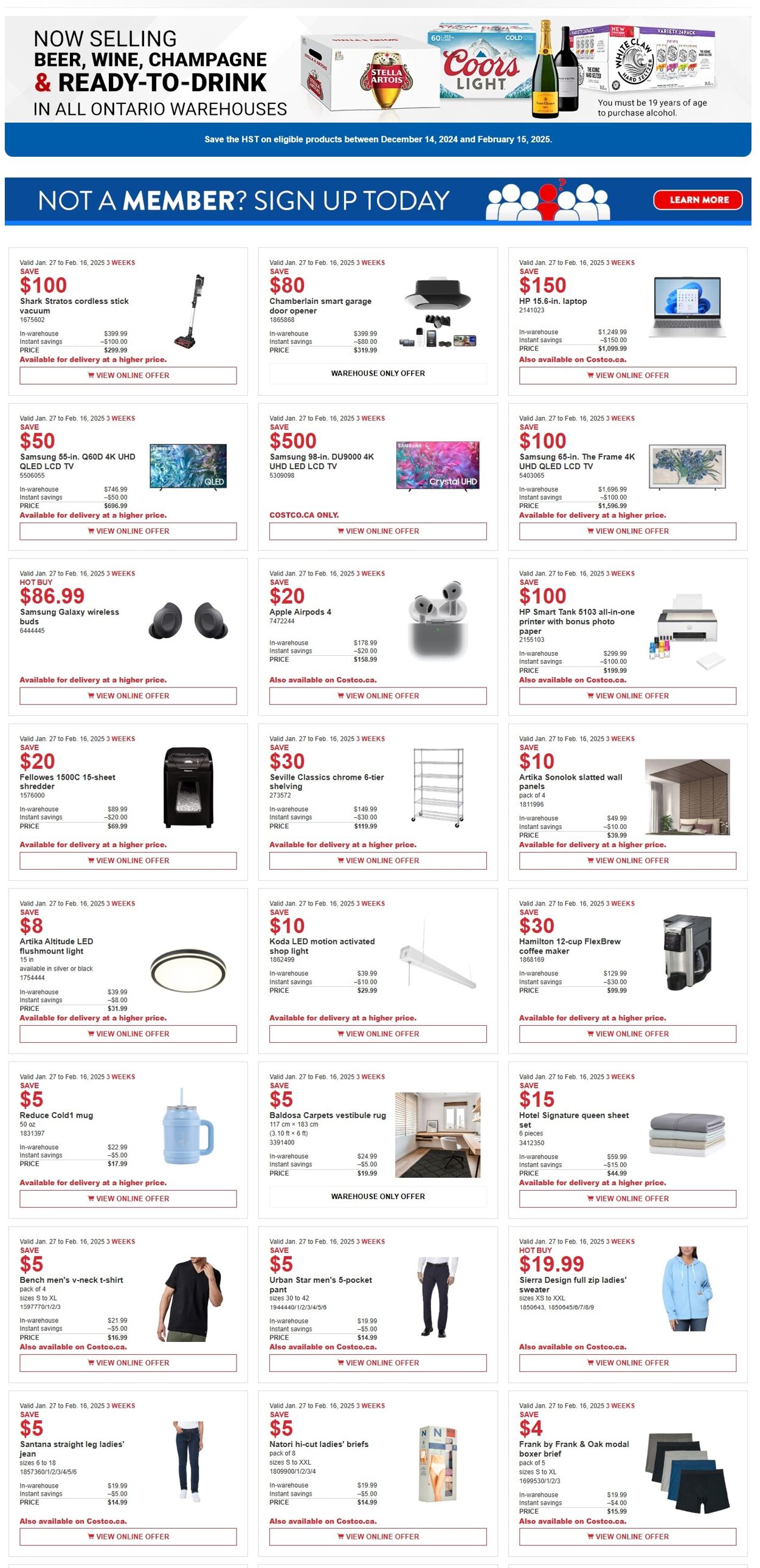 Circulaire Costco - Costco (West, ON & Atlantic Canada) Warehouse Offers  January 27 to February 16 27 janv. 2025 - 16 févr. 2025