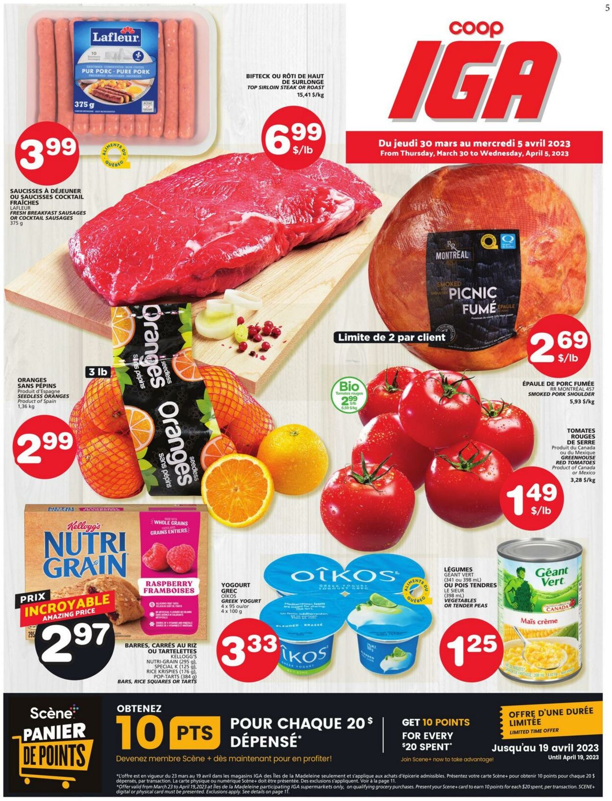 IGA Circulaire Promotionnelle - Valable à partir du 30.03 au 05.04 - Page  n° 5 - canada-circulaires.com