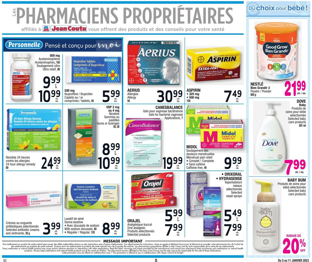 Circulaire Jean Coutu 05.01.2023 - 11.01.2023