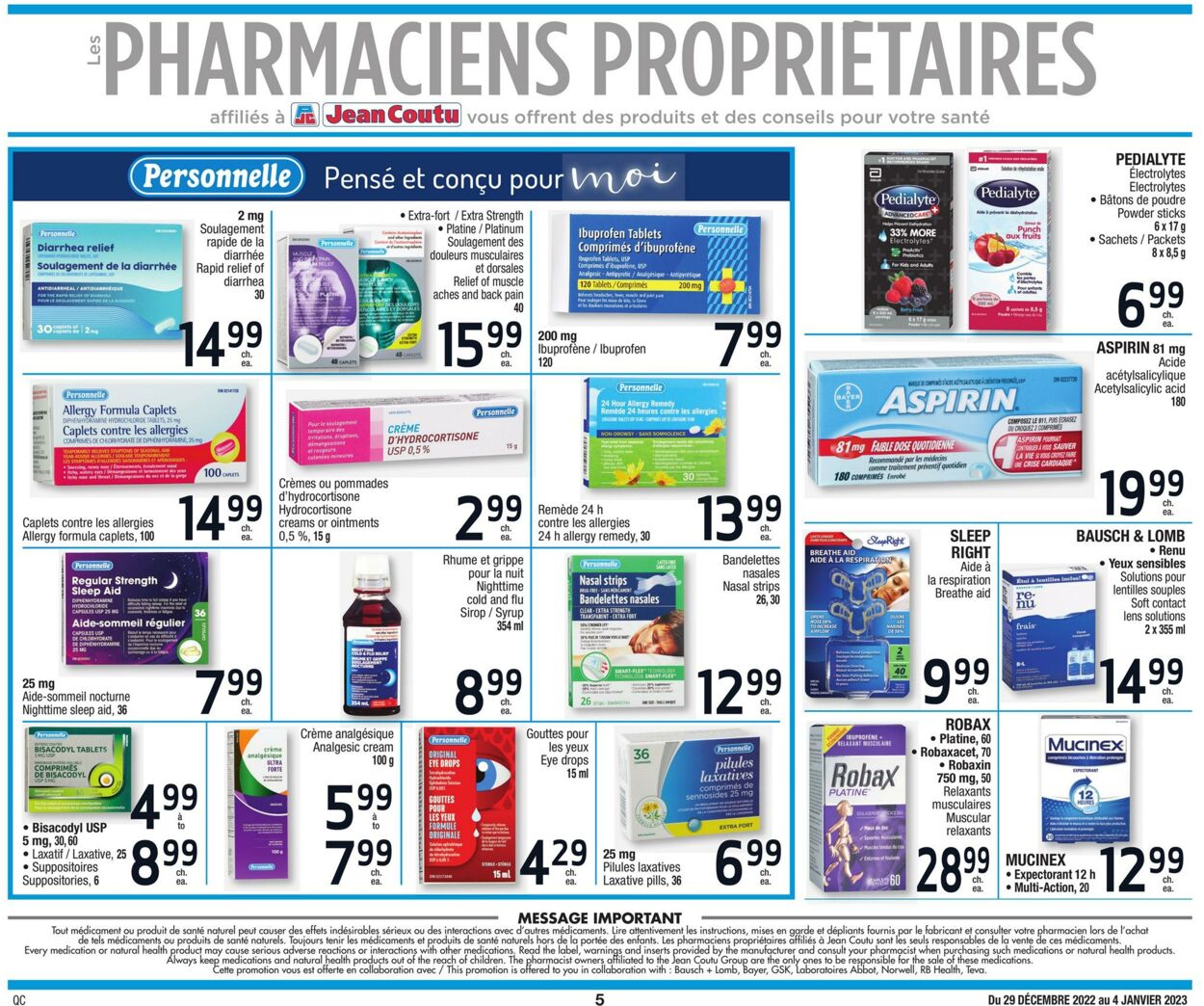 Circulaire Jean Coutu 29.12.2022 - 04.01.2023