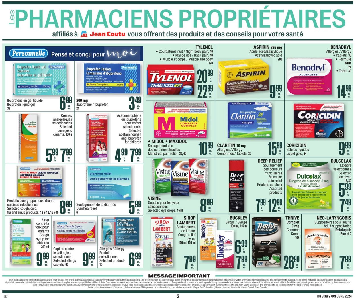 Circulaire Jean Coutu 03.10.2024 - 09.10.2024