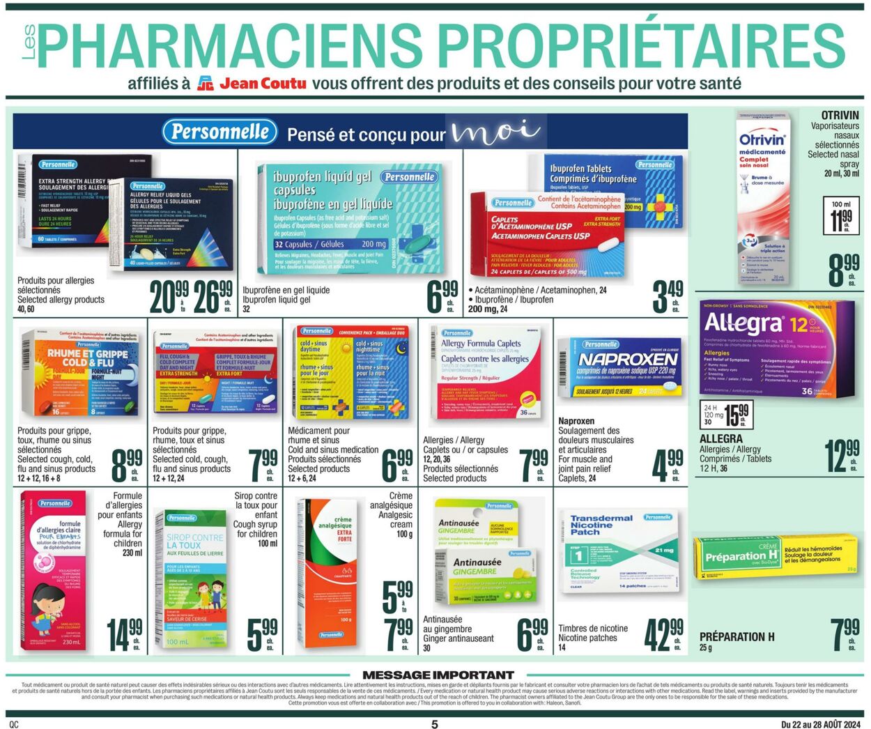 Circulaire Jean Coutu 22.08.2024 - 28.08.2024