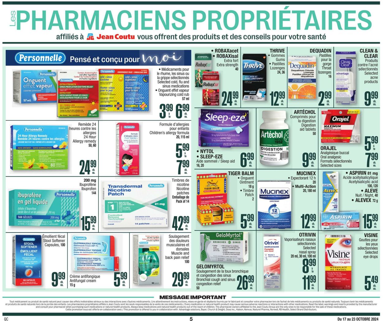 Circulaire Jean Coutu 17.10.2024 - 23.10.2024