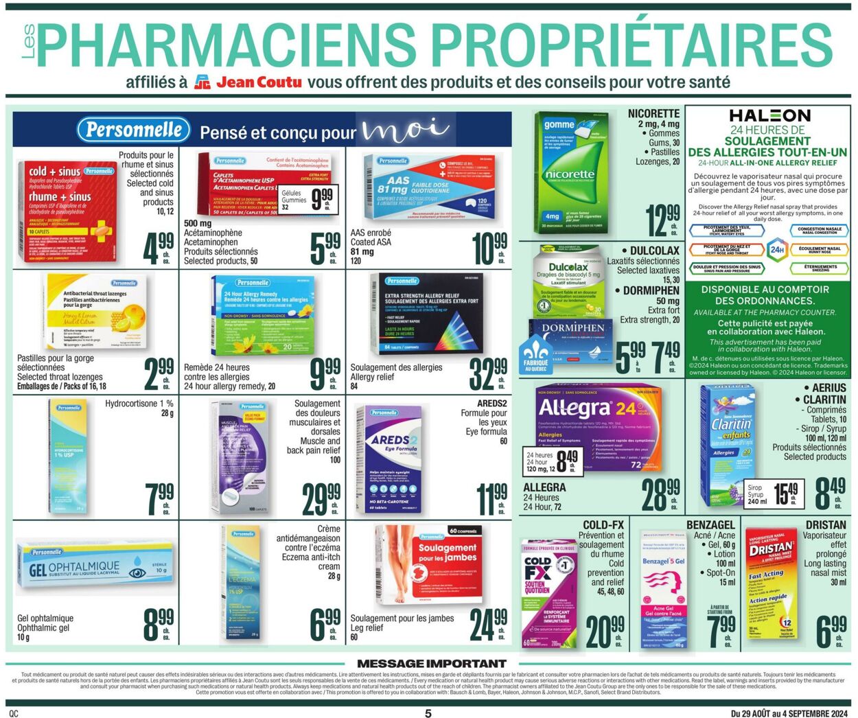 Circulaire Jean Coutu 29.08.2024 - 04.09.2024