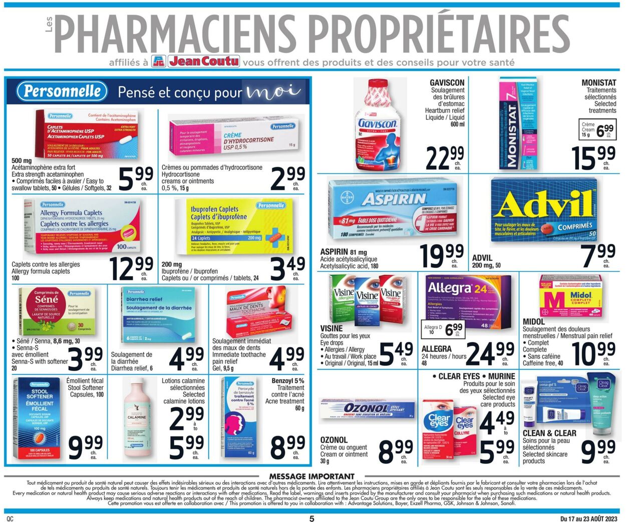 Circulaire Jean Coutu 17.08.2023 - 23.08.2023