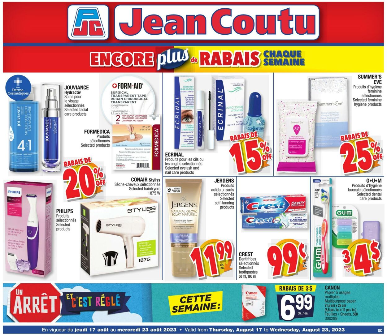 Circulaire Jean Coutu 17.08.2023 - 23.08.2023