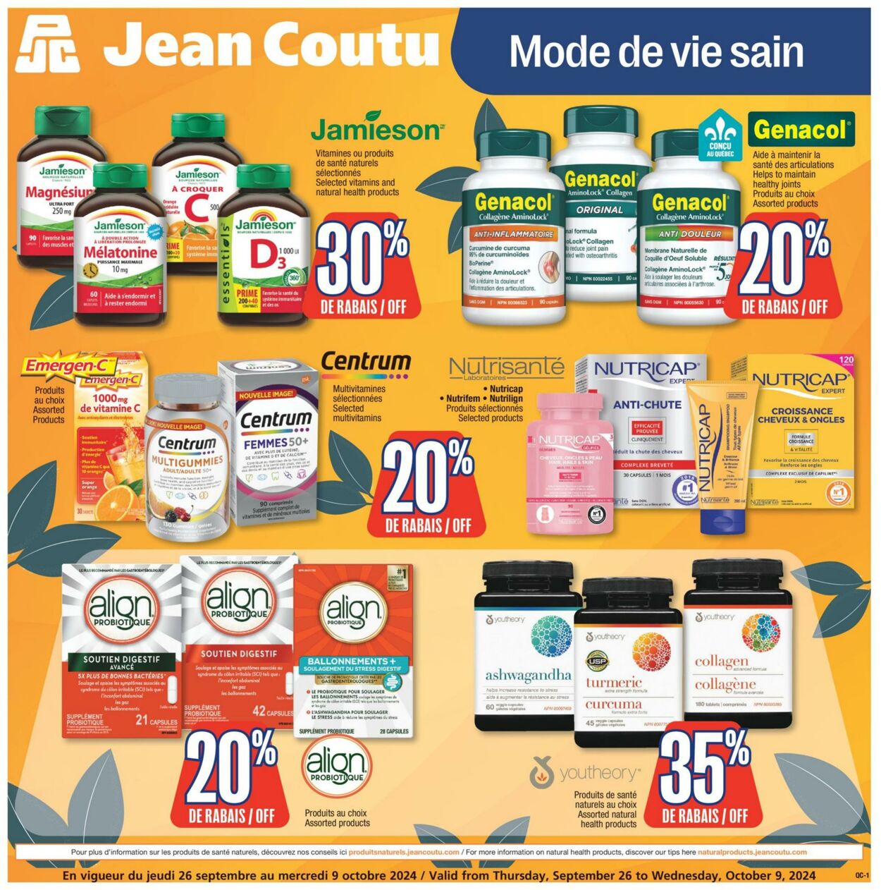 Circulaire Jean Coutu 26.09.2024 - 09.10.2024