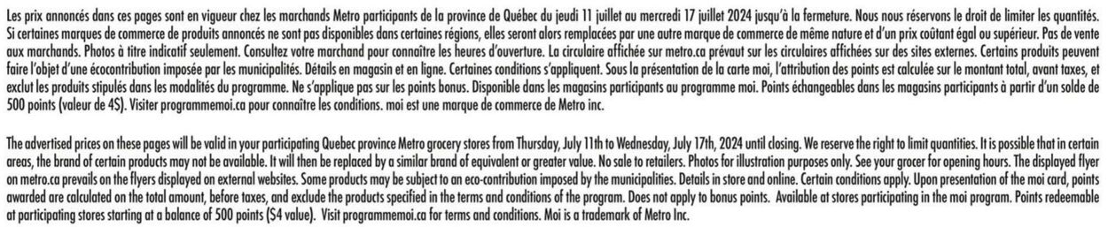 Circulaire Metro 11.07.2024 - 17.07.2024