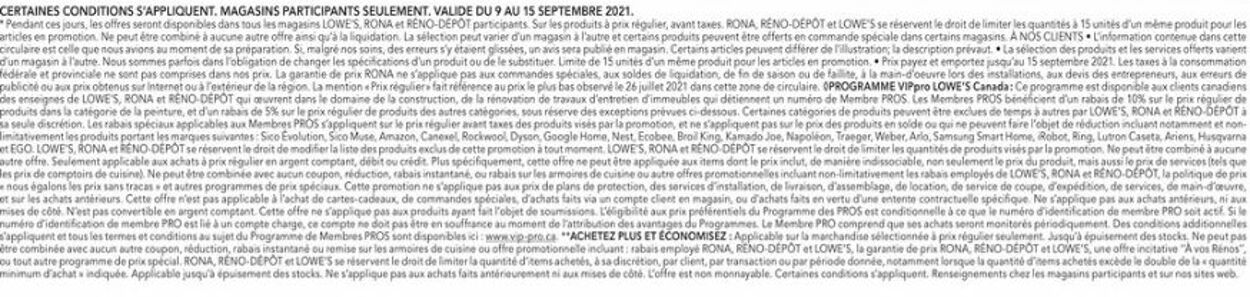 Circulaire Réno-Dépôt 09.09.2021 - 15.09.2021