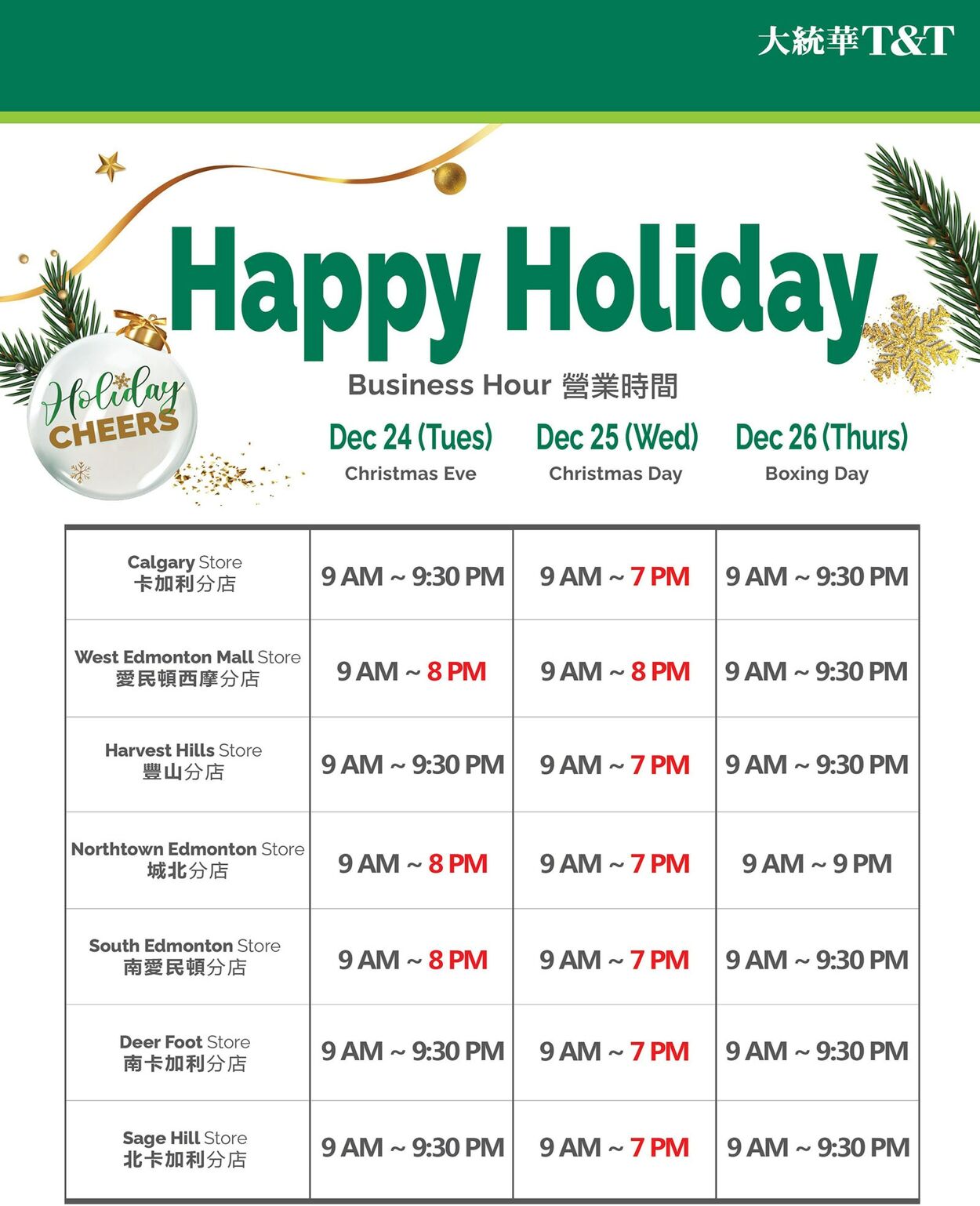 Circulaire T&T Supermarket 20.12.2024 - 26.12.2024