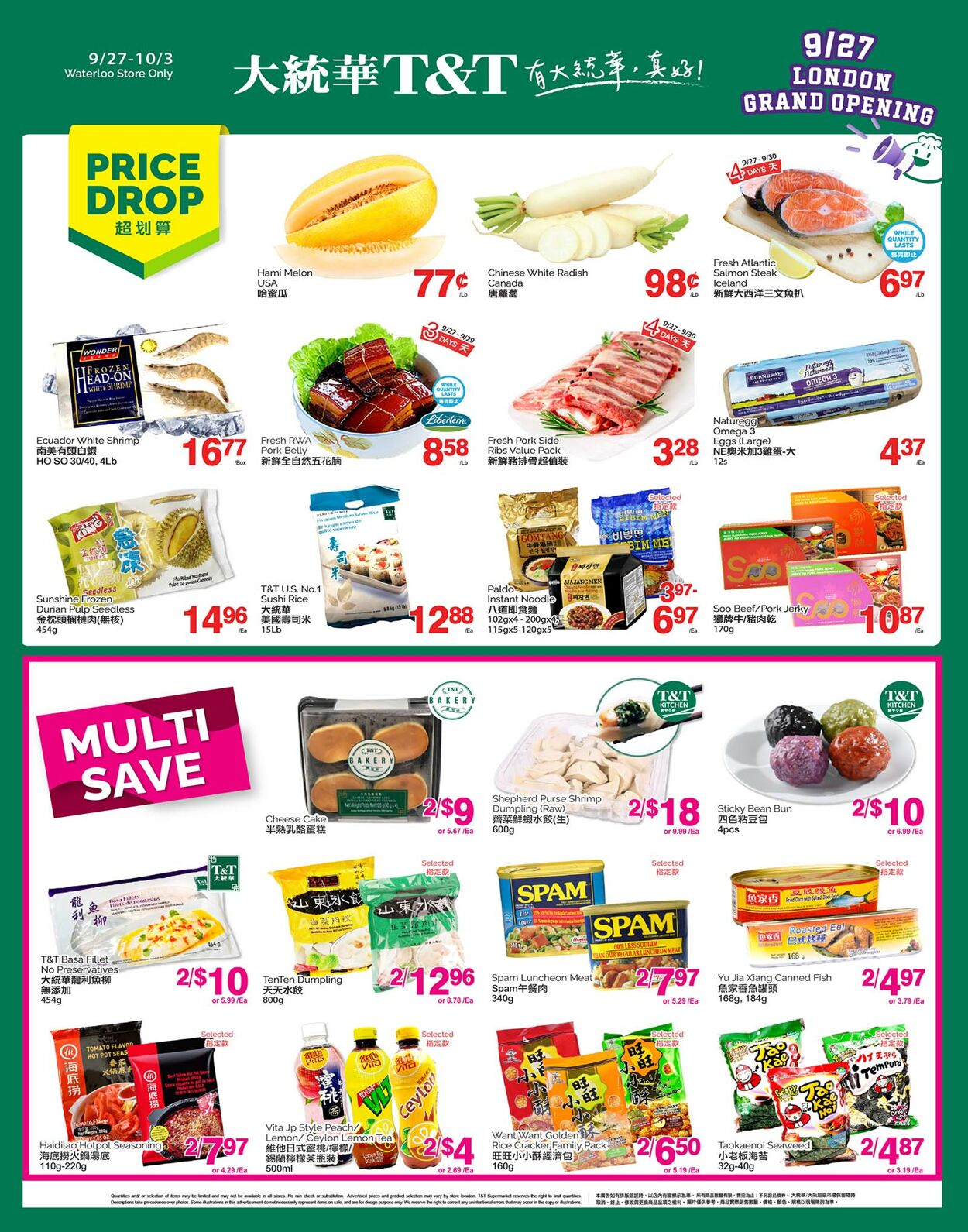 Circulaire T&T Supermarket 27.09.2024 - 03.10.2024