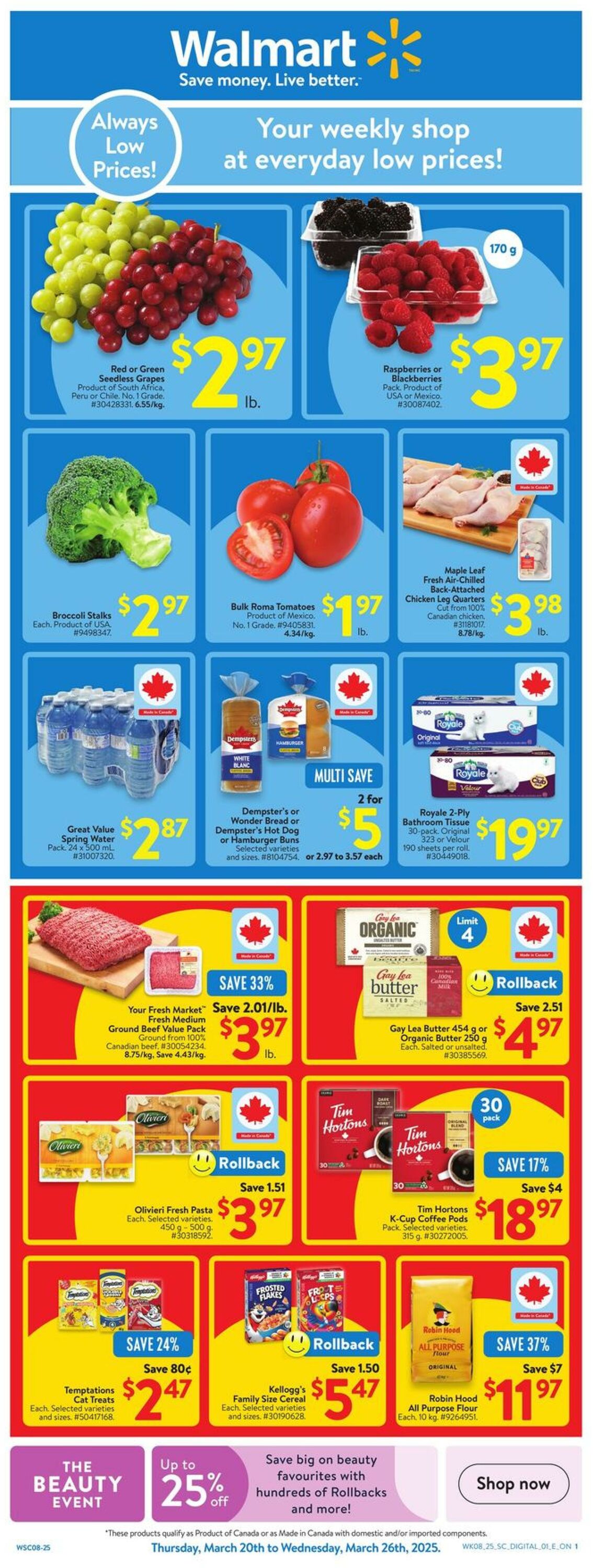 Circulaire Walmart - Grocery Flyer 20 mars 2025 - 26 mars 2025