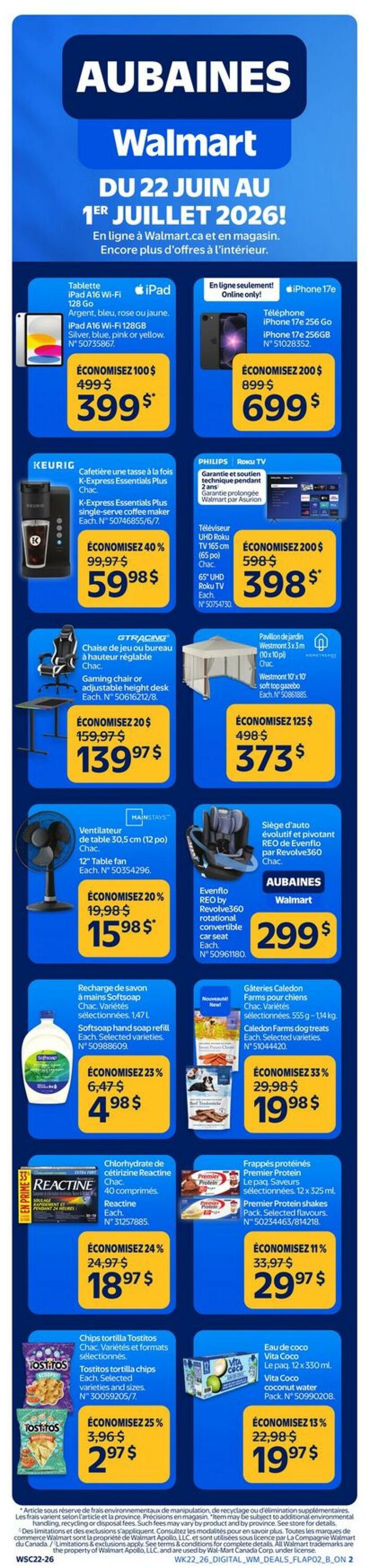 Circulaire Walmart - Marchandise générale 22 juin 2026 - 1 juil. 2026